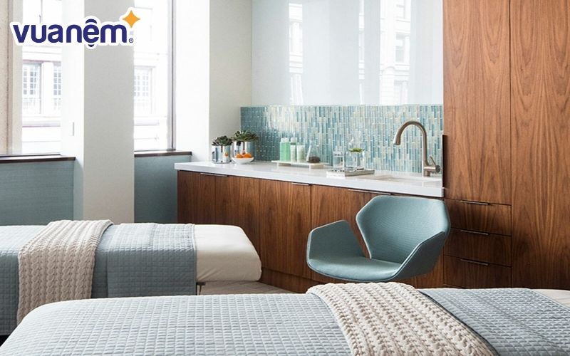 Ga trải giường spa, salon cho người thích màu xanh ngọc