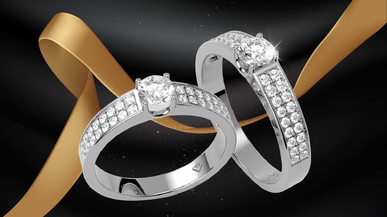 mẫu nhẫn cưới gắn kim cương