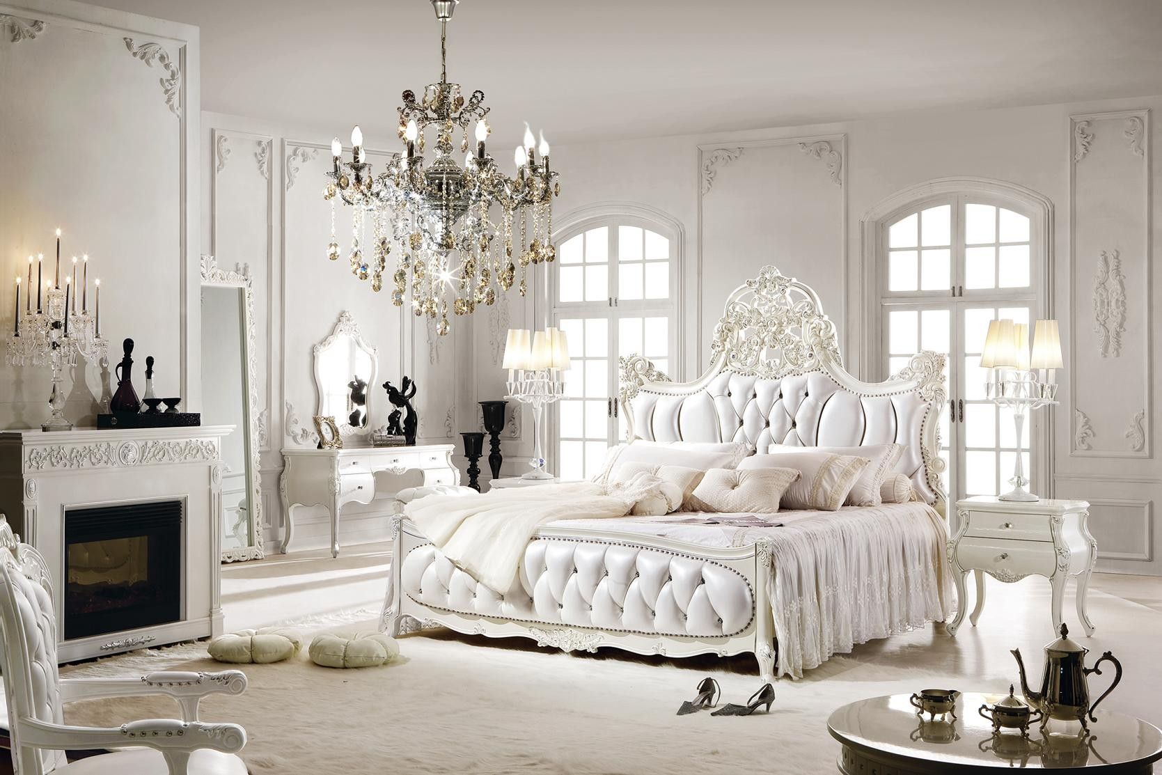 phòng ngủ màu trắng mộng mơ