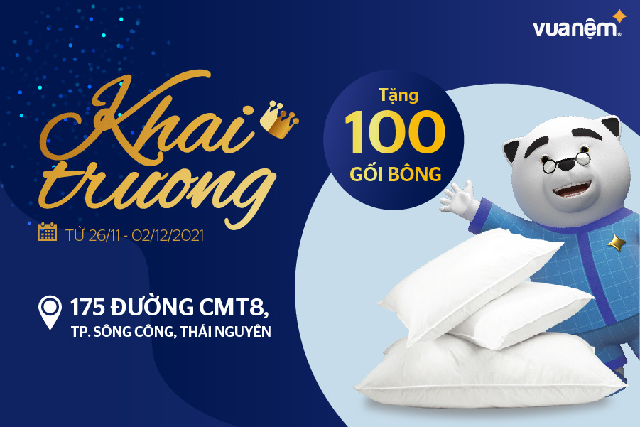 Chương trình khai trương tặng 100 gối bông cho 100 khách hàng đầu tiên