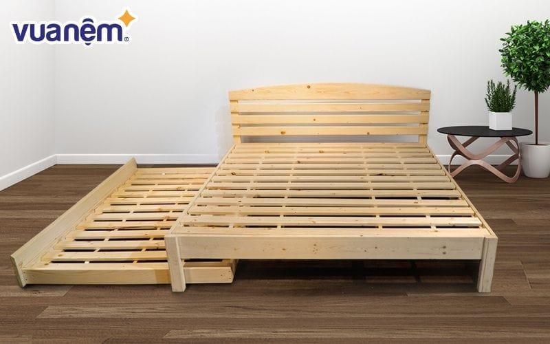 Giường ngủ kéo gỗ dổi thông minh