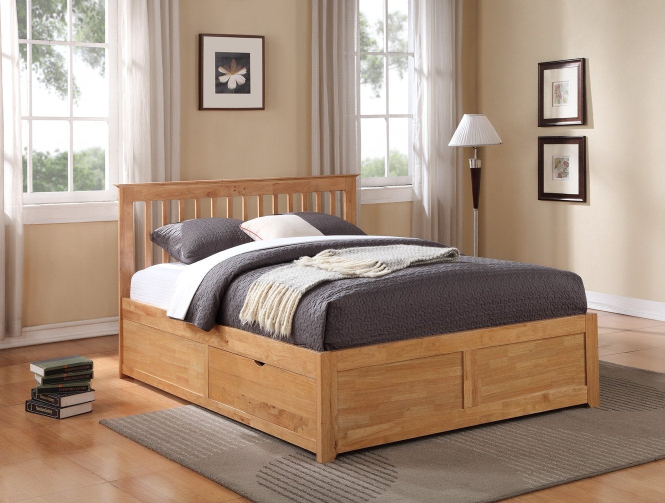 giường ngủ gỗ dổi có ngăn kéo