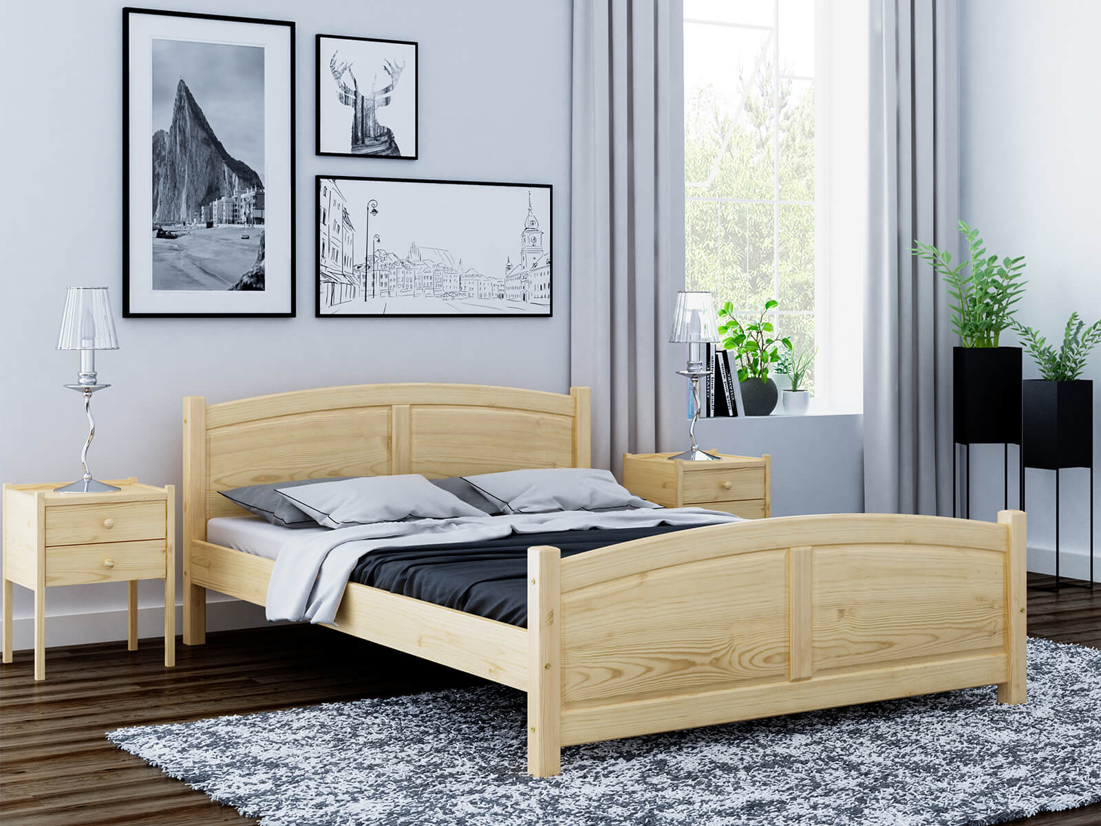 giường ngủ gỗ thông truyền thống