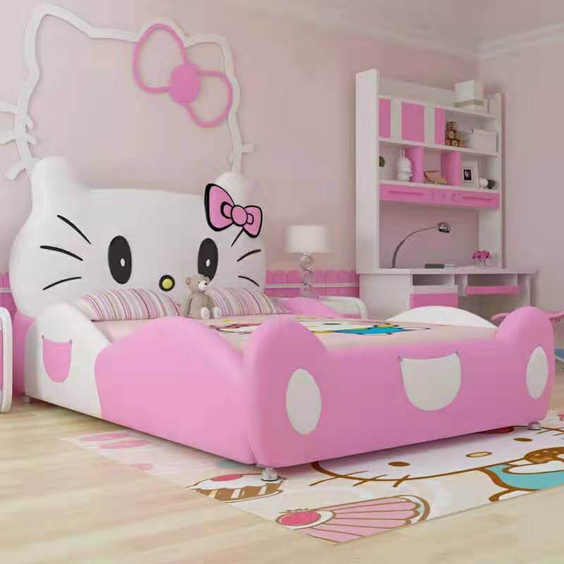 giường trẻ em goby hello kitty da màu hồng
