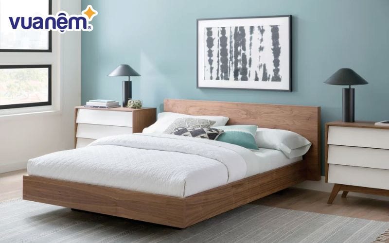 Mẫu giường ngủ gỗ tràm giấu chân