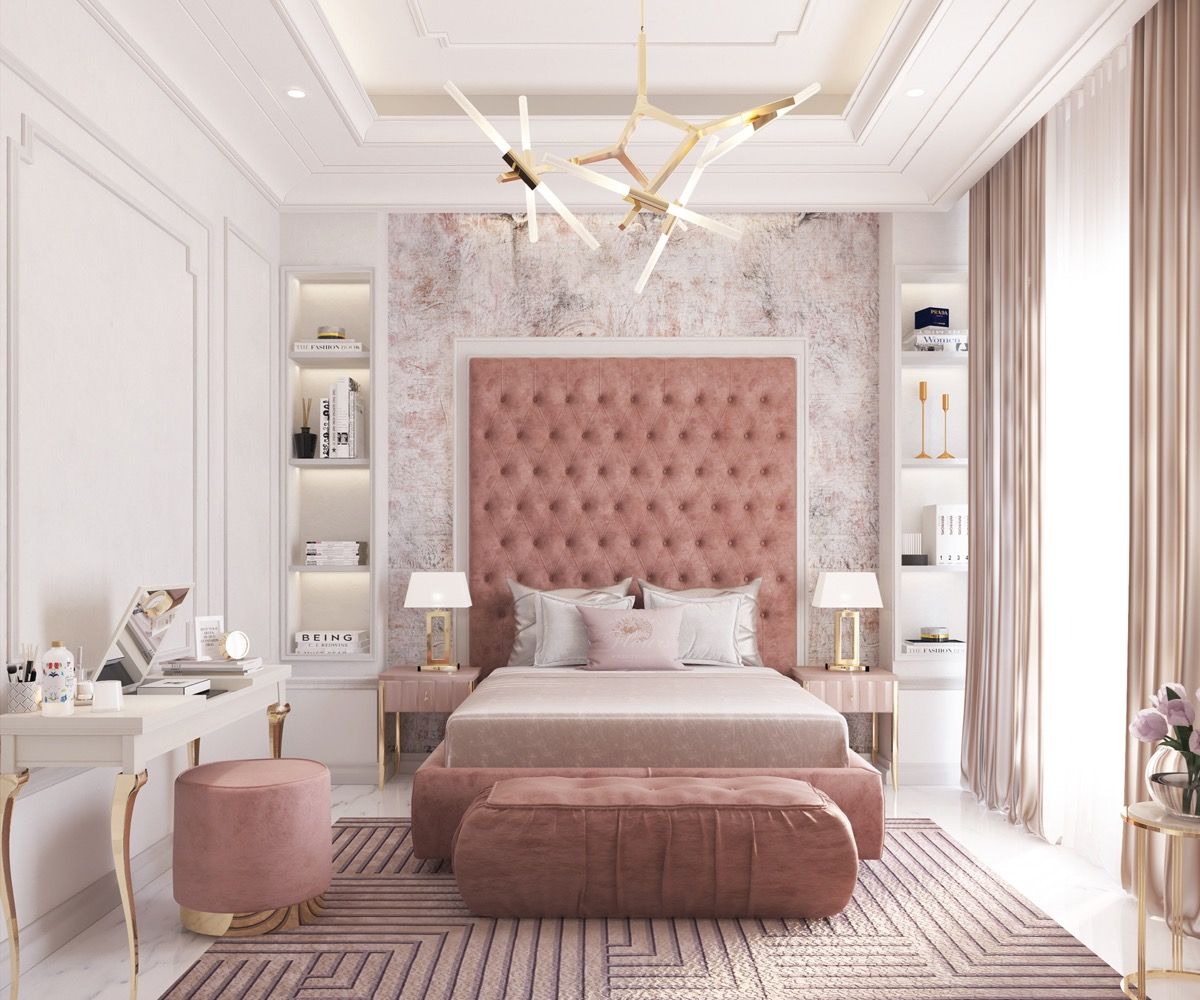 phòng ngủ đẹp cho nữ màu hồng