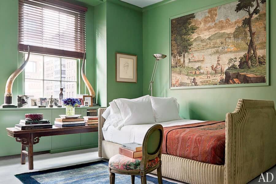 màu sơn phòng ngủ xanh lá