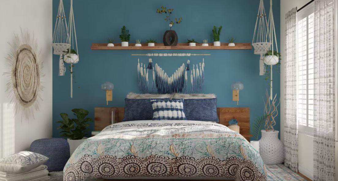 sơn phòng ngủ màu xanh nước biển