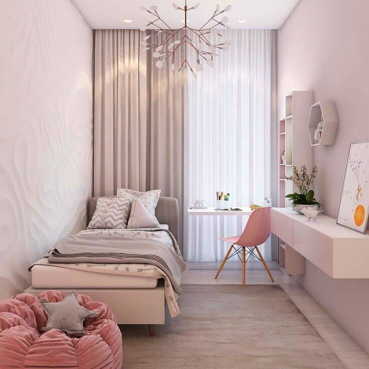 Một mẫu phòng ngủ với tông hồng
