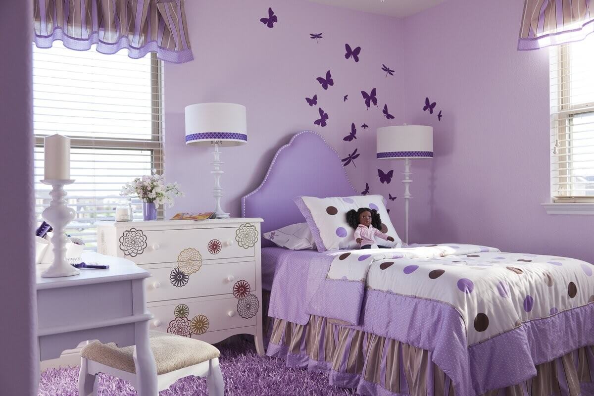 Mẫu 1 - Trang trí phòng ngủ màu tím cho bé