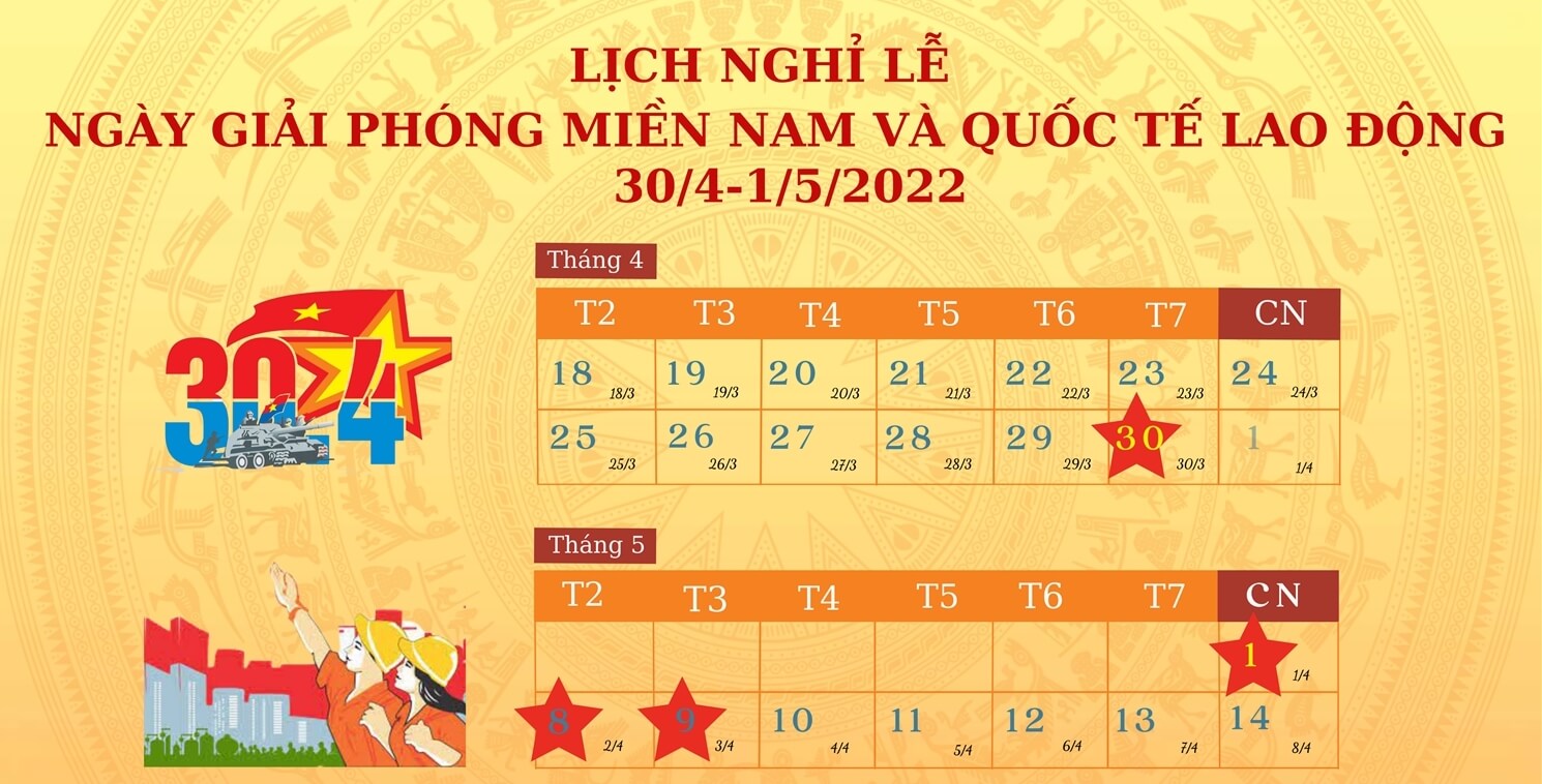 Thông báo lịch nghỉ lễ 30/4 và 1/5 năm 2024