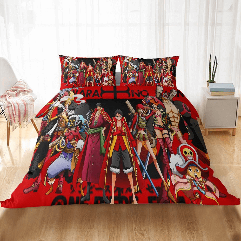 Mẫu ga giường One Piece màu đỏ