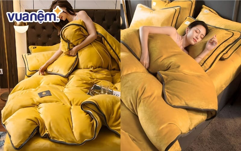 Bộ chăn ga nỉ nhung Royal có khả năng bắt sáng