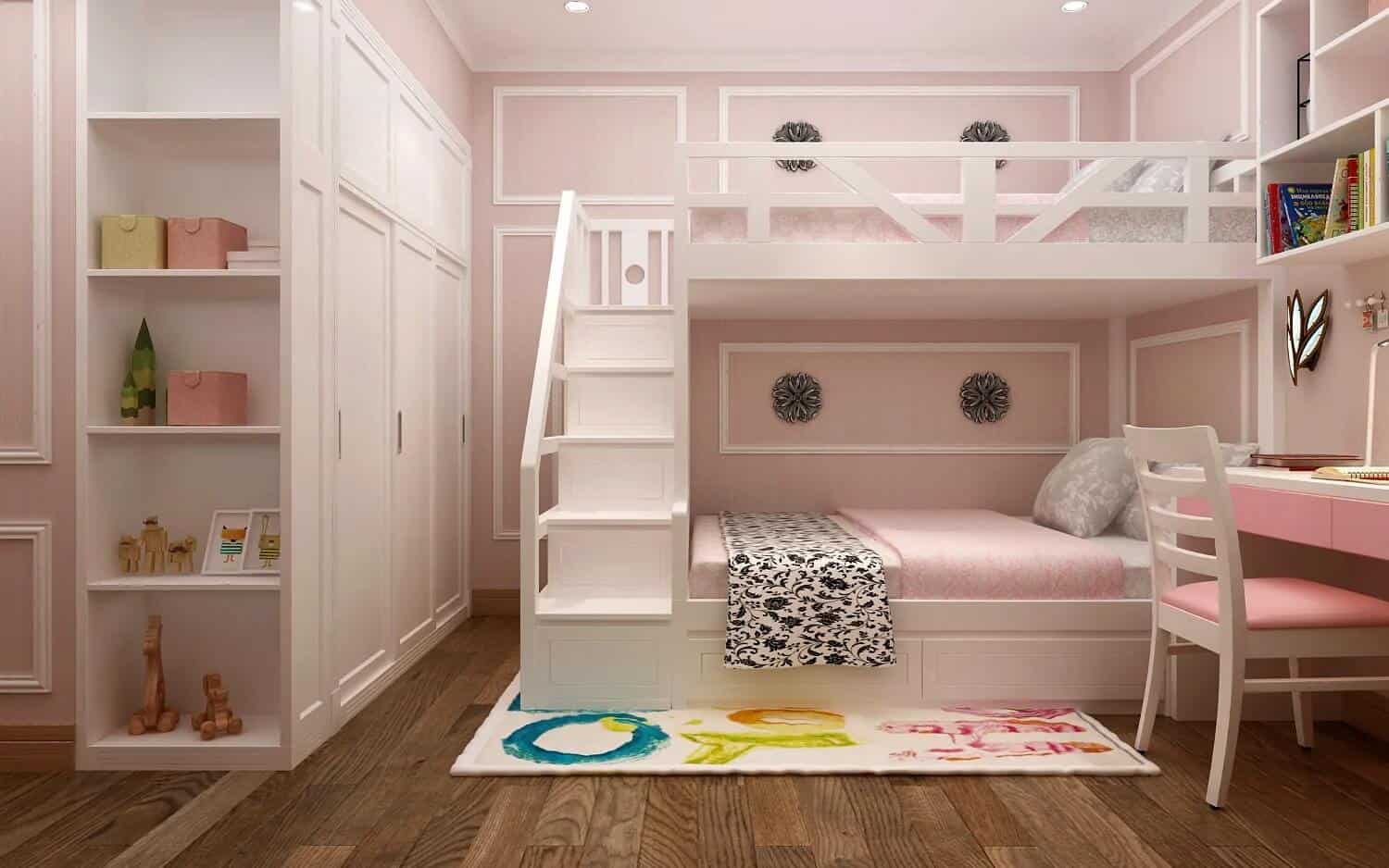 Giường tầng màu hồng: Lựa chọn số 1 cho phòng ngủ nữ giới