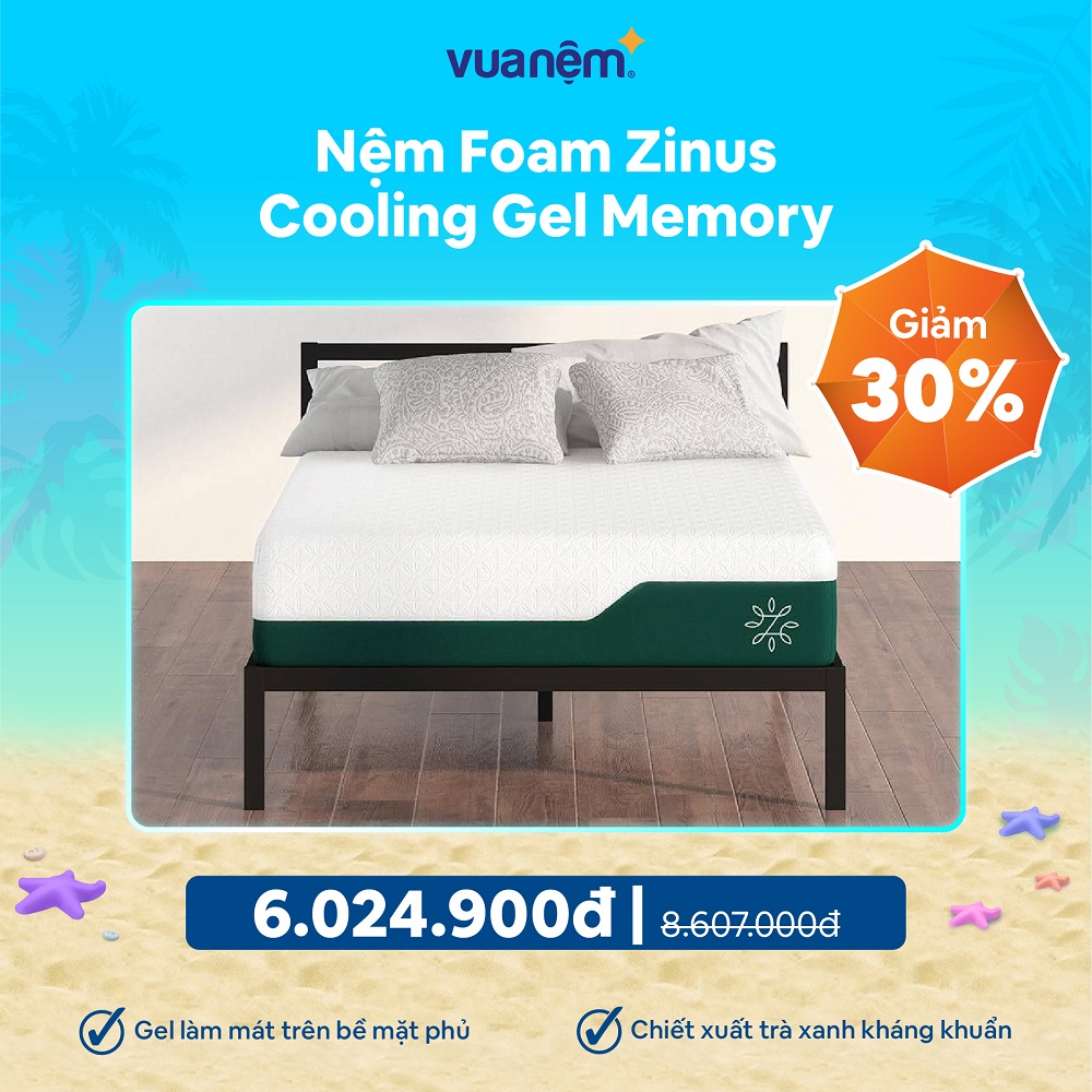 Nệm Foam Zinus Cooling Gel Memory giảm giá 30%