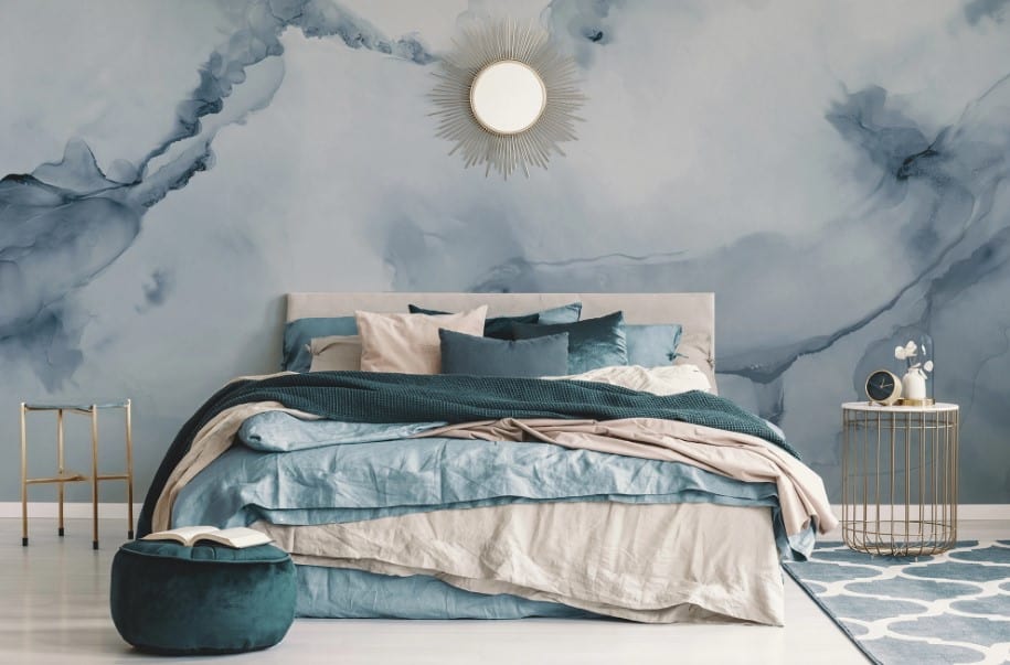 phòng ngủ xanh dương pastel
