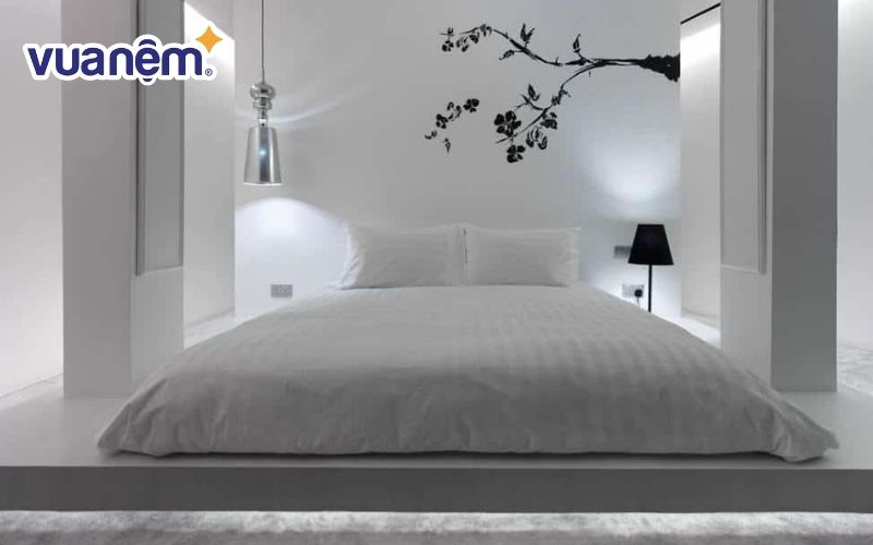 Giường cưới theo phong cách ZEN có tông màu trắng chủ đạo