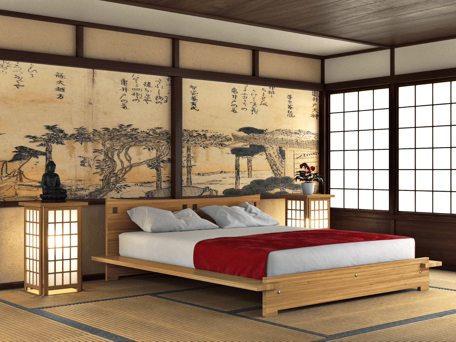 Giường cưới phong cách zen gỗ