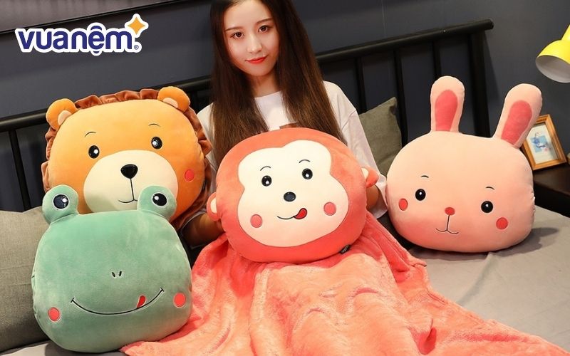 Mẫu gối 3 trong 1 form tròn thú bông 1