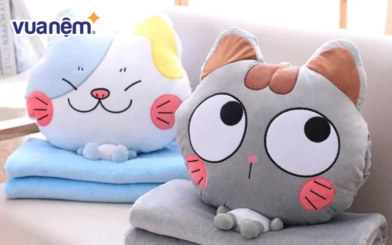 Mẫu gối mền 3 trong 1 form tròn thú bông 2