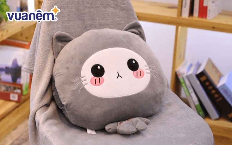 Mẫu gối mền chăn 3 trong 1 form tròn thú bông 4