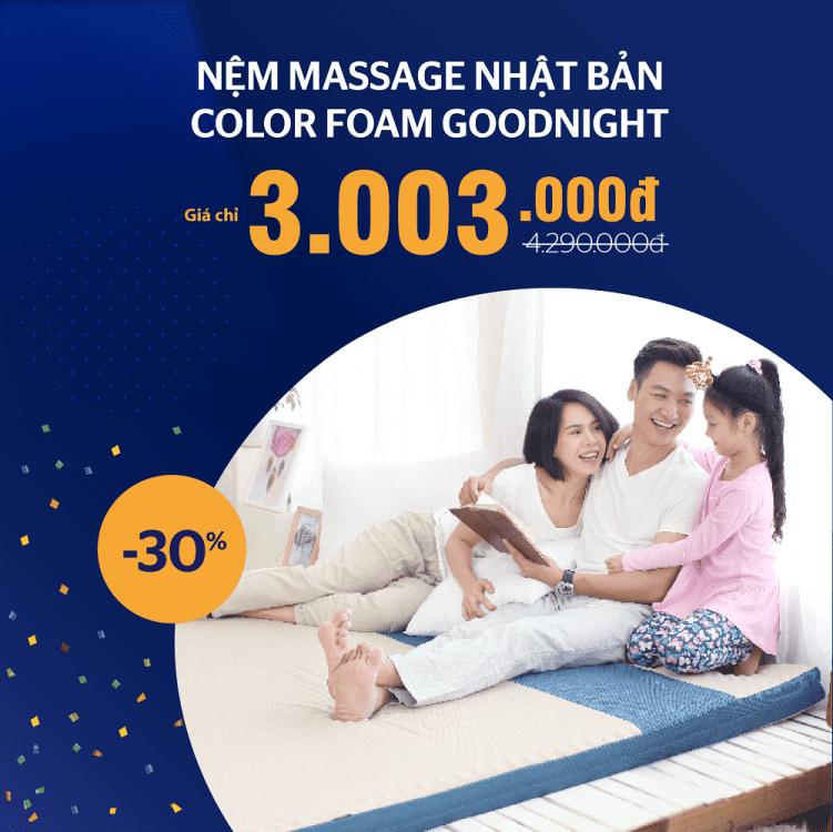 Khuyến mãi nệm Massage Nhật Bản Color Foam Goodnight