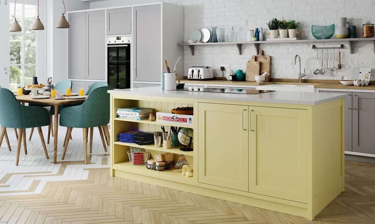  thiết kế phòng bếp tông màu pastel vàng