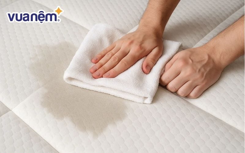 Cách xử lý nệm bị ướt bằng khăn bông