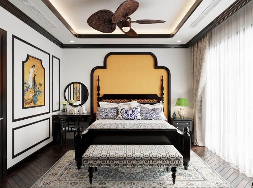 phòng ngủ phong cách indochine truyền thống