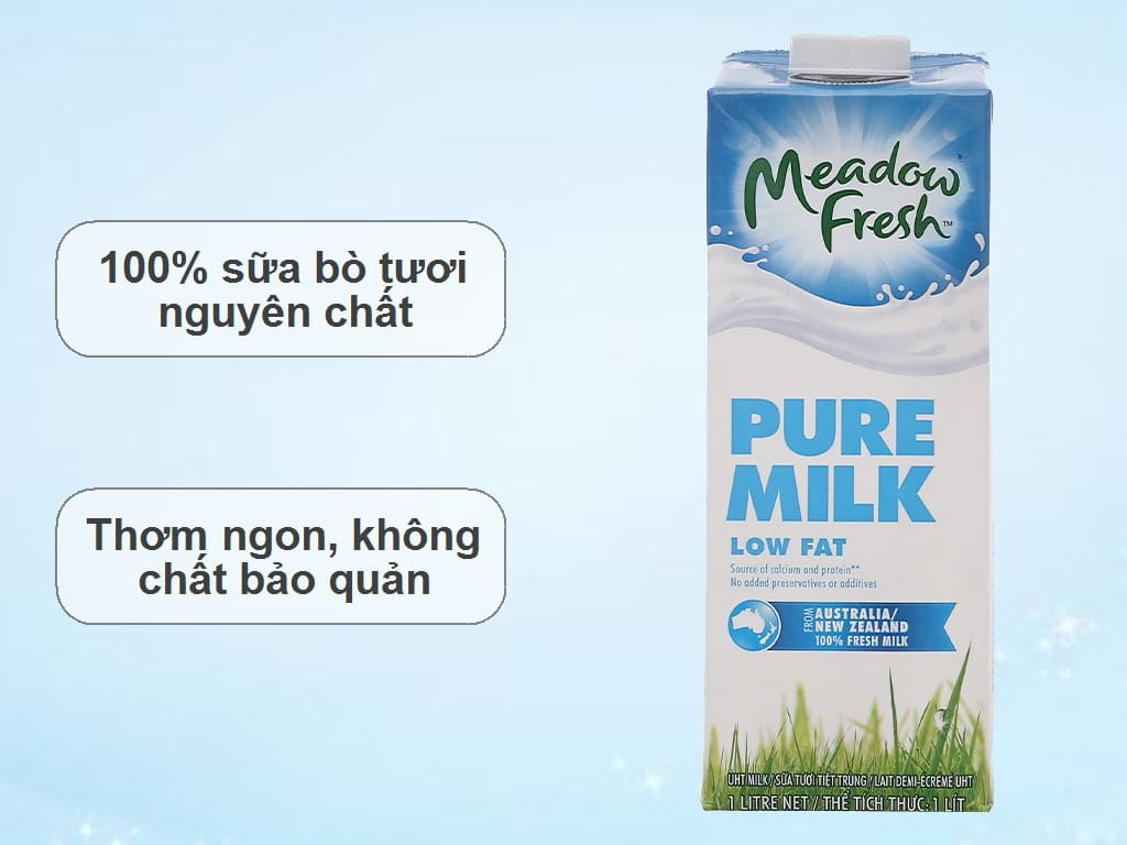 220ml sữa tươi không đường bao nhiêu calo