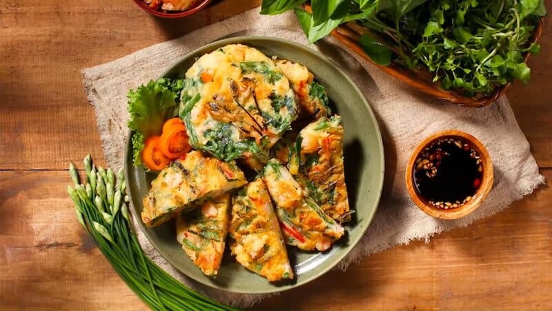 Bánh hẹ chiên làm từ tinh bột gạo