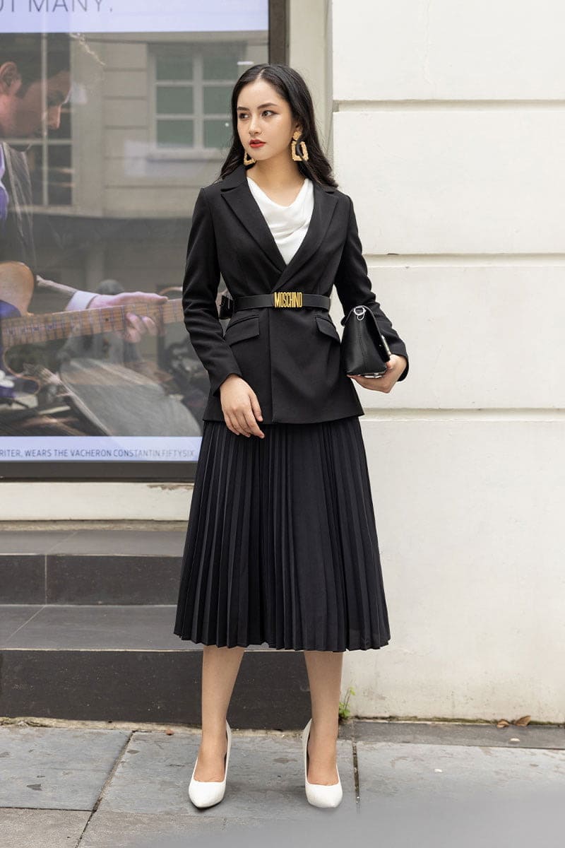 Set công sở áo dáng vest ngắn phối chân váy đen dài size SMLXL hàng thiết  kế cao cấp Design by Kami - Đồ bộ, pijama nữ mặc nhà | ThờiTrangNữ.vn