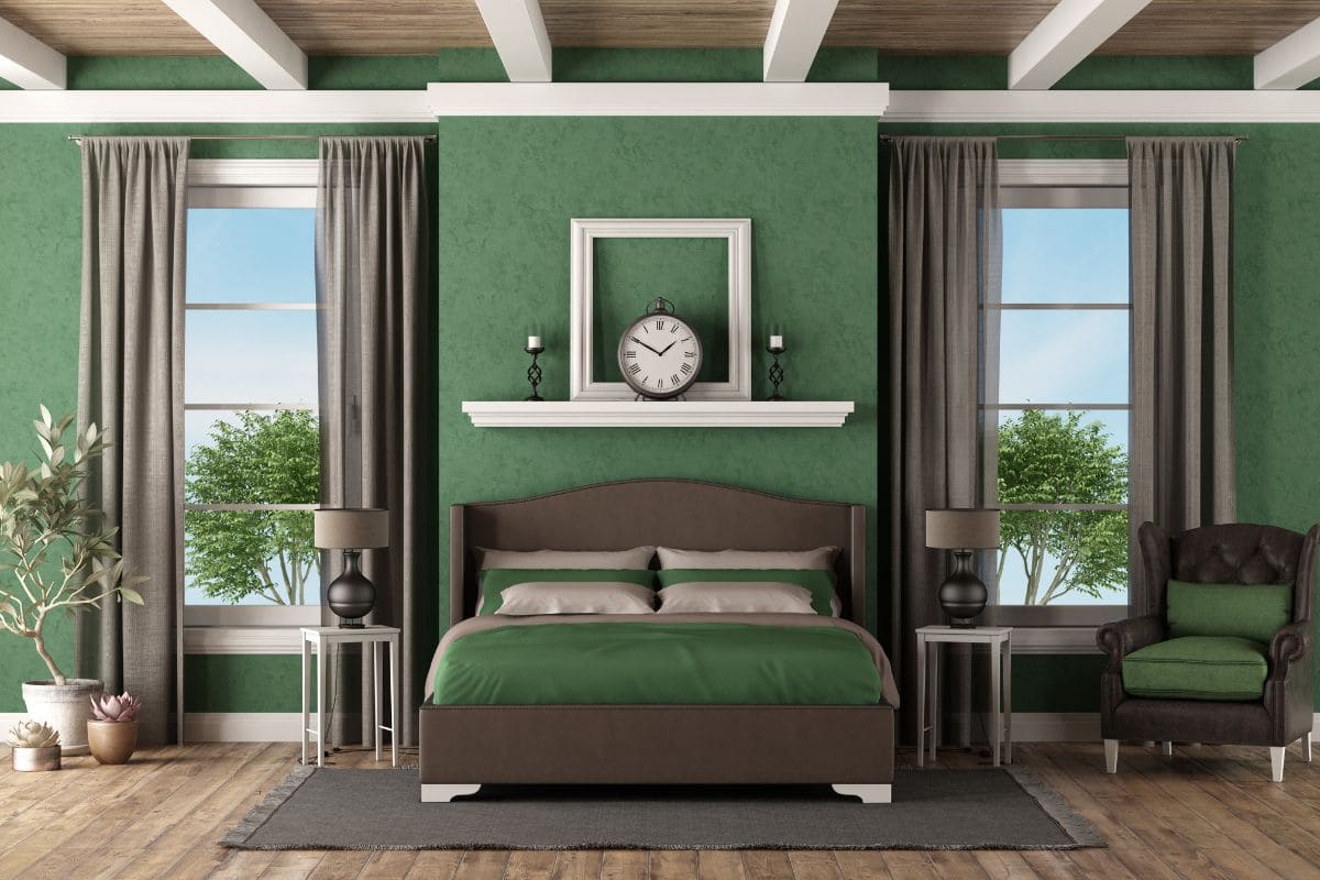 Phòng ngủ xanh lá cho người mệnh mộc