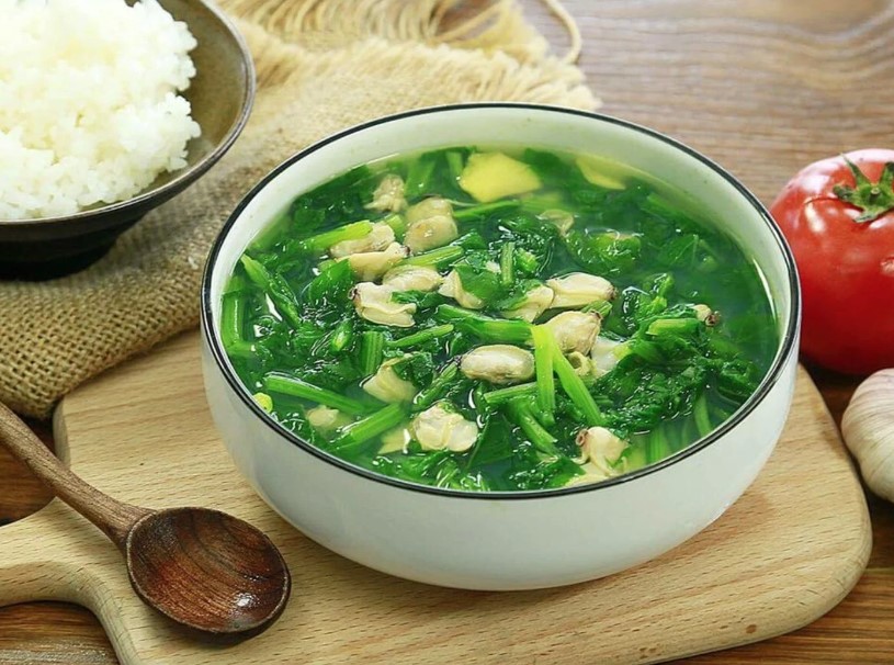 nấu canh rau cải ngọt