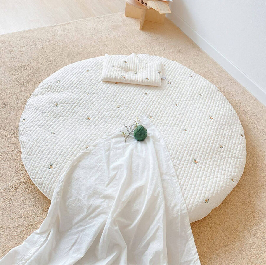 Dòng đệm tròn cho bé làm từ vải cotton với họa tiết đa dạng