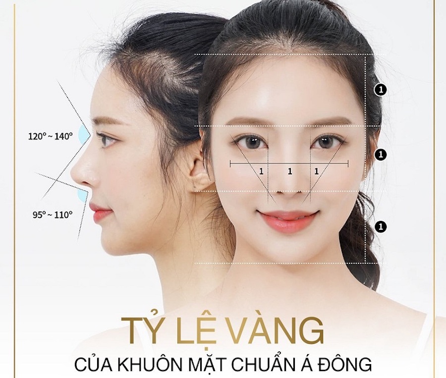 Gương mặt tỉ lệ vàng chuẩn Á Đông được xác định trên nhiều tiêu chuẩn