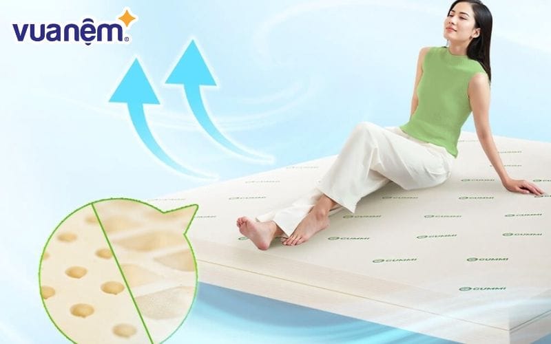 Nệm có lỗ thông hơi đa phần được làm từ chất liệu cao su thiên nhiên
