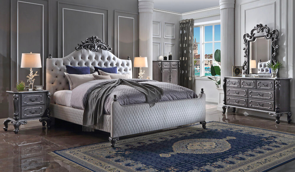 Giường màu xám phong cách tân cổ điển được nhiều người yêu thích