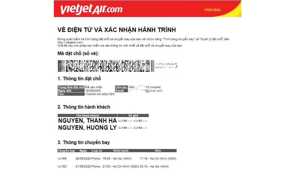 làm thủ tục check in trực tuyến vietjet