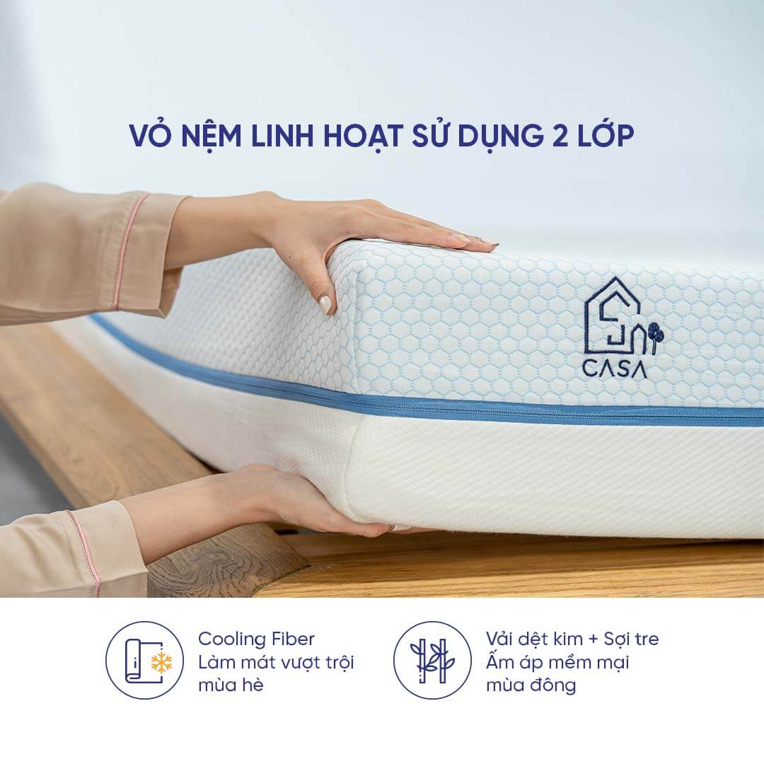 Nệm foam Amando Cool Gel Memory Casa mang lại độ thông thoáng vượt trội