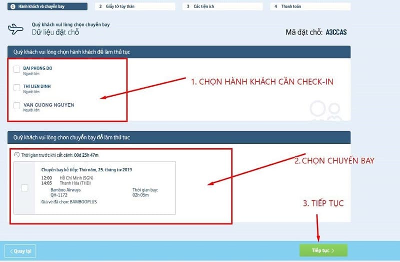  thủ tục check-in online với Bamboo Airways 