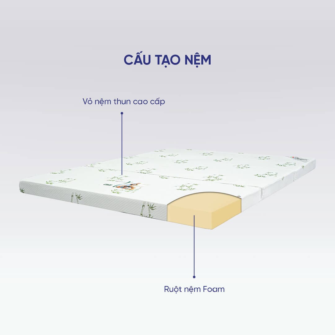 Đệm foam gấp 3 Amando Coco 10cm