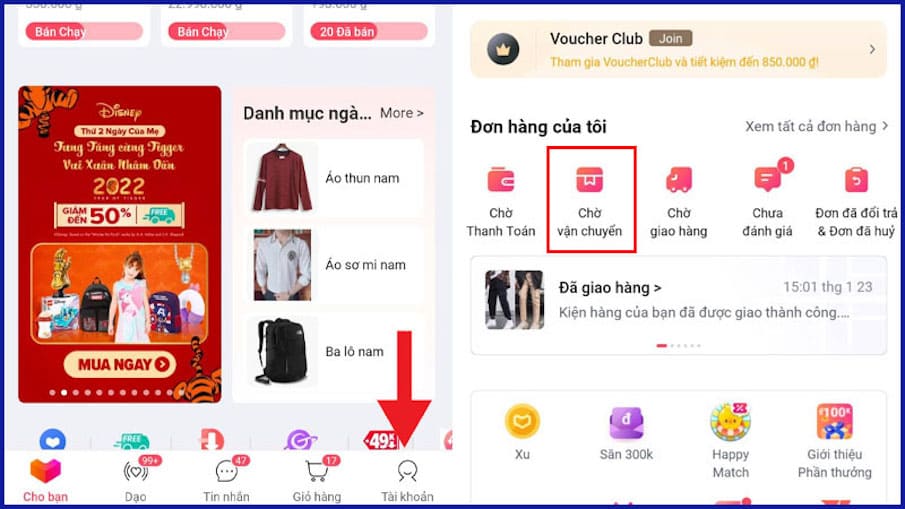 Truy cập vào ứng dụng Lazada