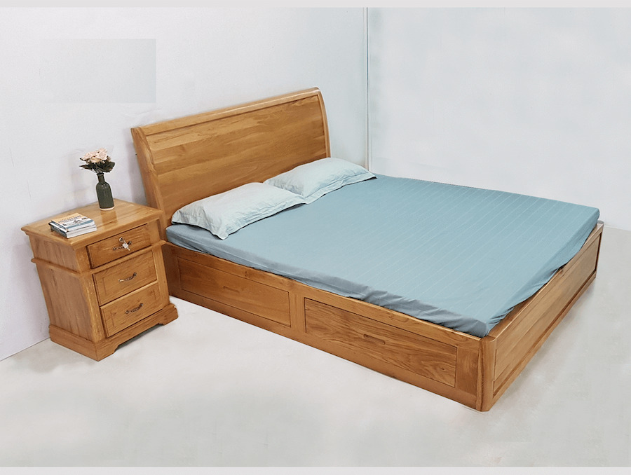 Giường ngủ làm từ gỗ Dổi có màu sắc rất đẹp mắt 