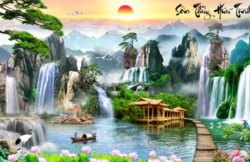 Sơn thuỷ hữu tình - Top 10+ tranh phong thủy nên treo trong nhà