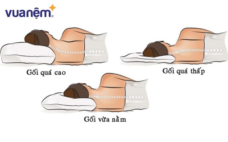 Tránh nằm gối quá cao hoặc gối quá thấp