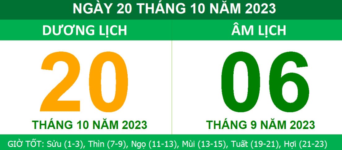 Ngày 20/10/2023 là một ngày tốt