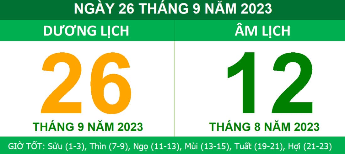 Ngày 26/09 là ngày xấu trong tháng 9 năm 2023