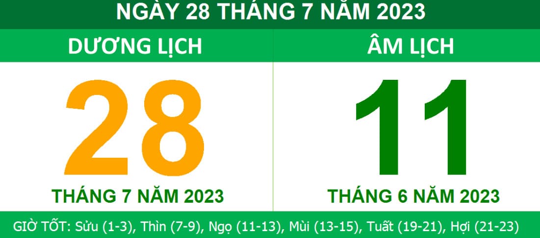 Ngày 28/07 là một ngày tốt