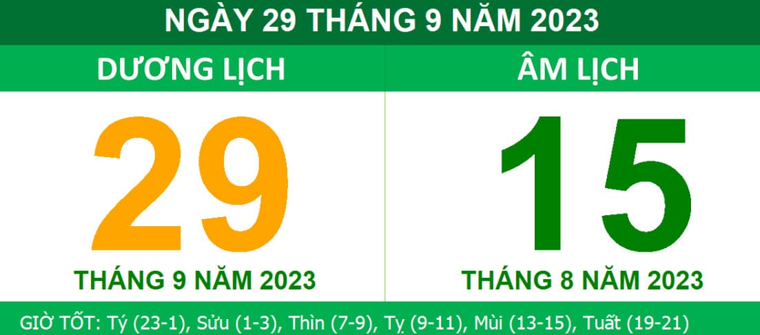 Ngày 29/09 là một ngày tốt trong tháng 9 năm 2023